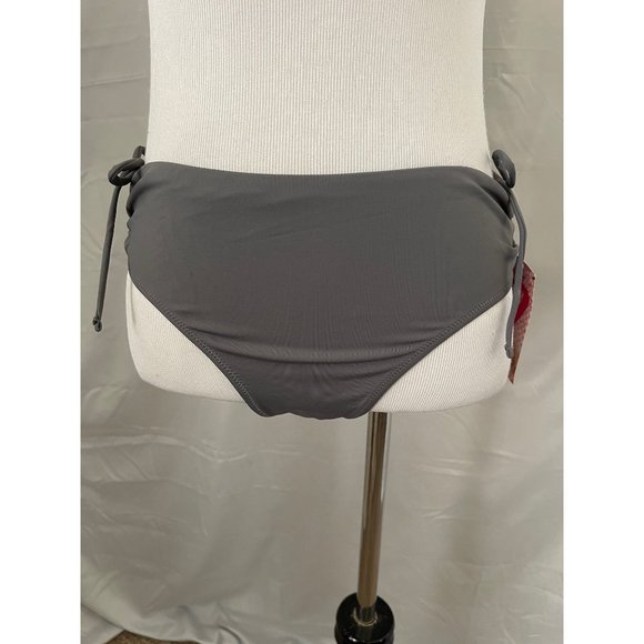 KANU Surf Solid Gray Gathered Adjustable Tie Sided Bikini Bottom - Size 10 - Picture 4 of 9